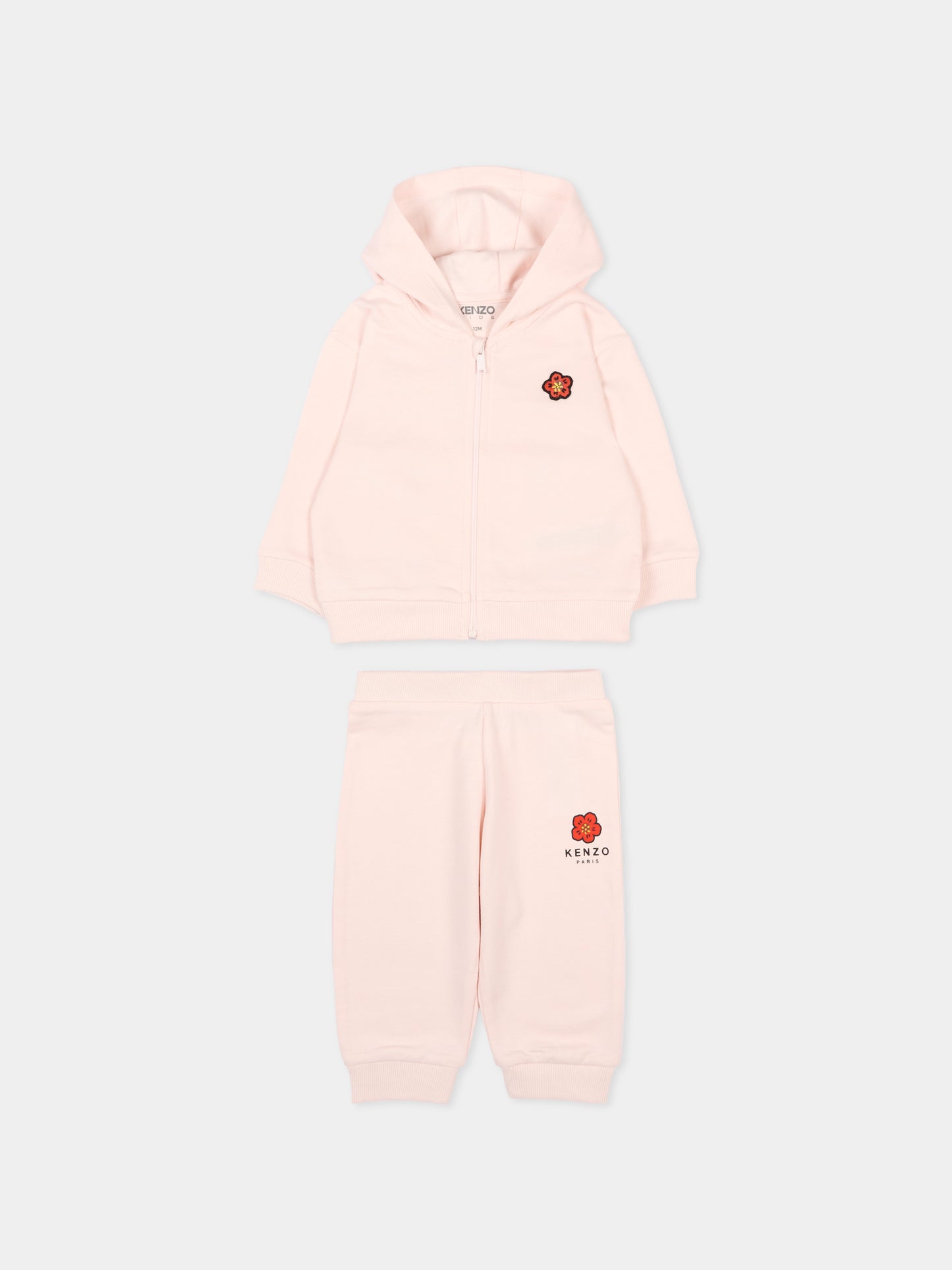 Completo sportivo rosa per neonata con boke flower,Kenzo Kids,K61613 43B