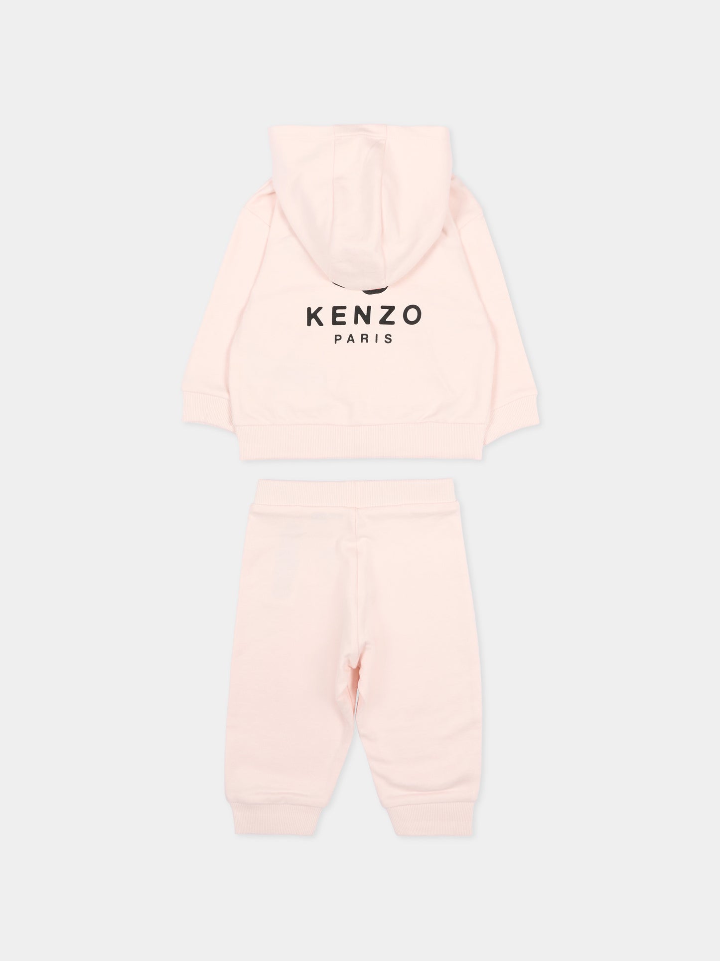 Completo sportivo rosa per neonata con boke flower,Kenzo Kids,K61613 43B