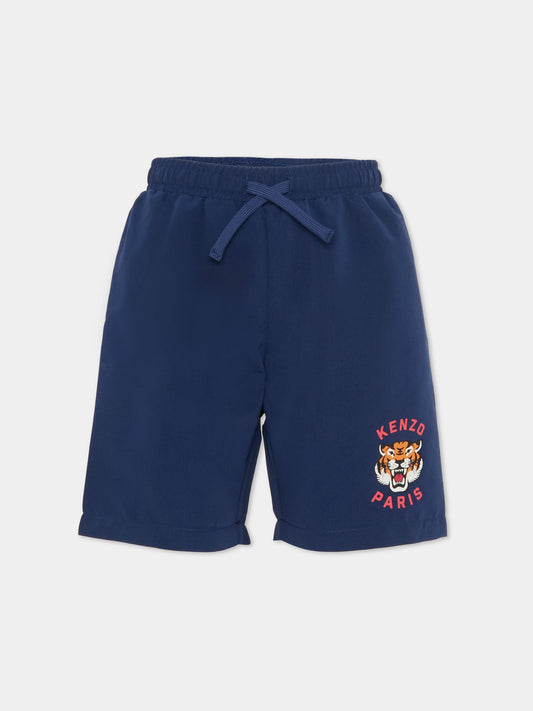 Boxer mare blu per bambino con Lucky Tiger,Kenzo Kids,K61619 84N