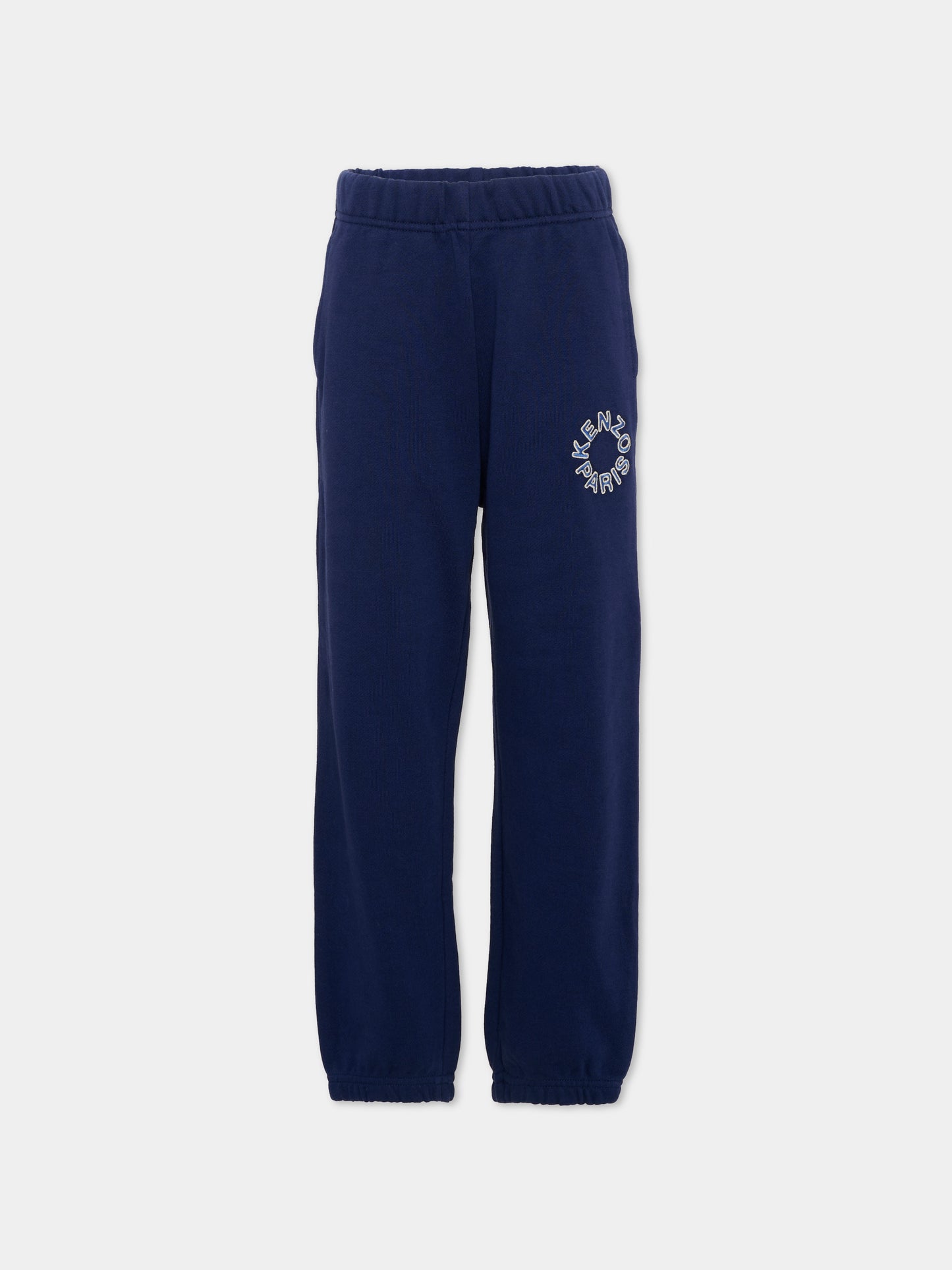 Pantaloni sportivi blu per bambini con logo ricamato,Kenzo Kids,K61636 84N