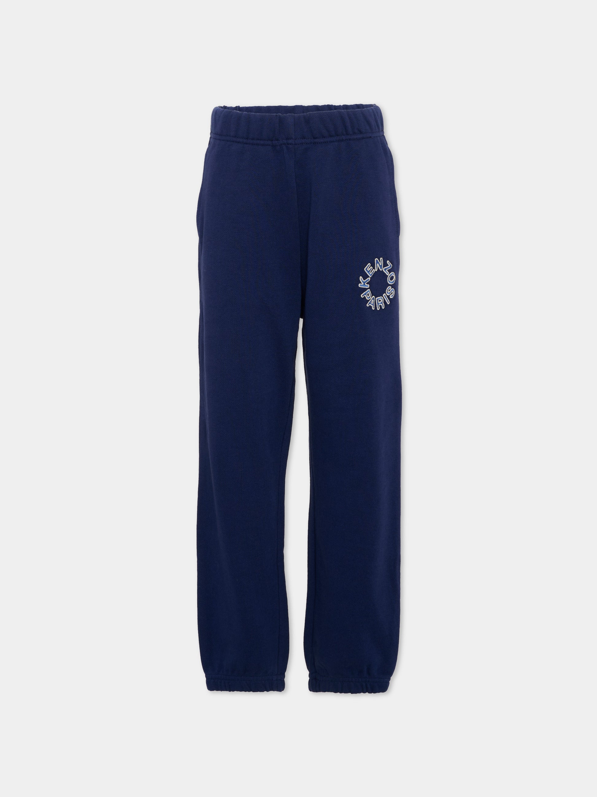Pantaloni sportivi blu per bambini con logo ricamato,Kenzo Kids,K61636 84N