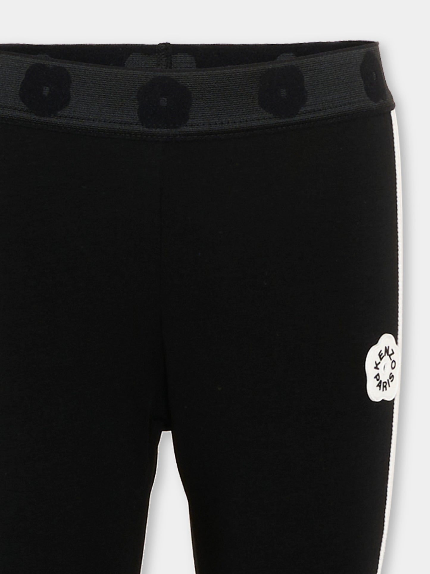 Leggings neri per bambina con fiore Boke,Kenzo Kids,K61639 09B