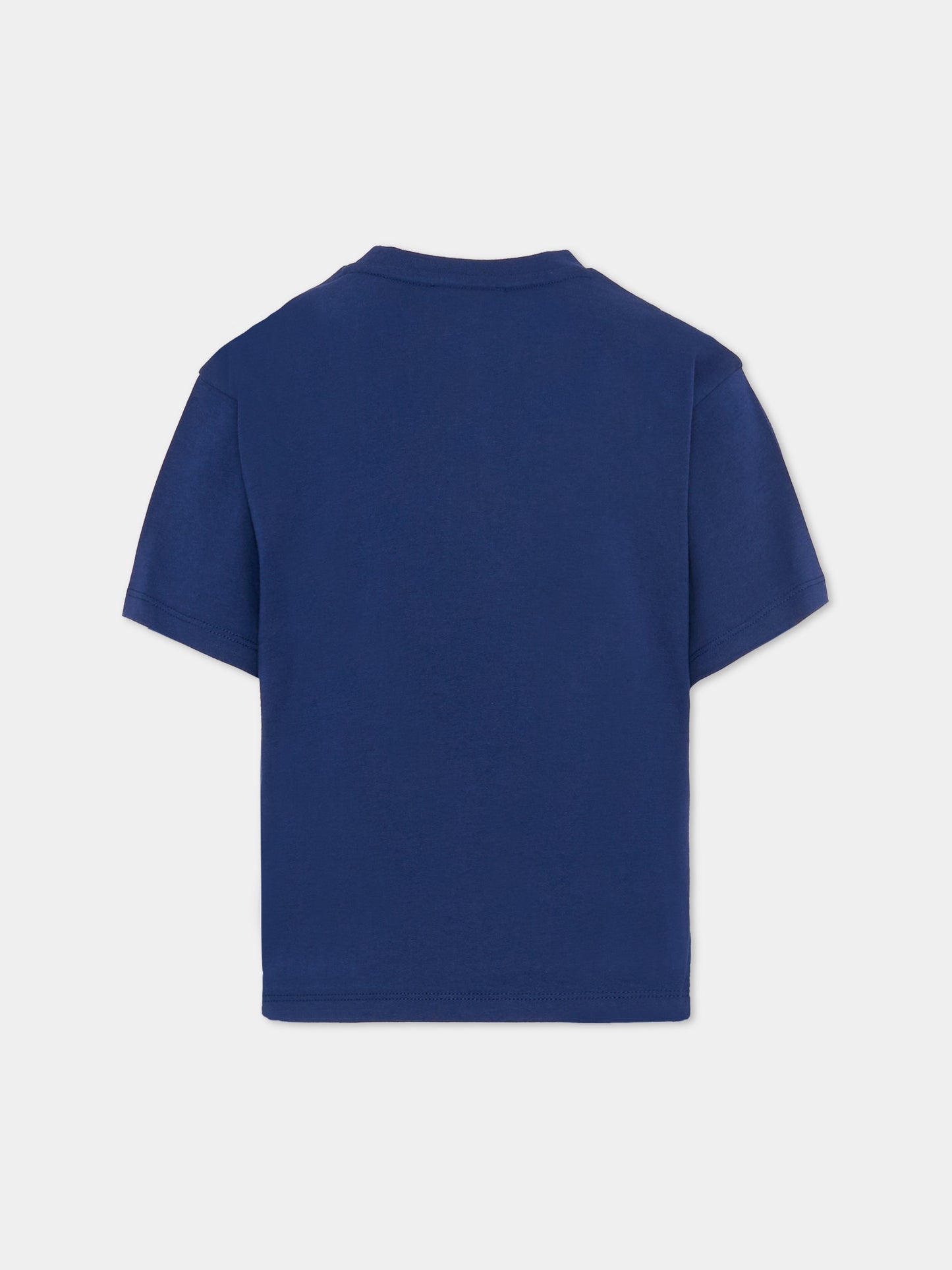 T-shirt blu per bambini con Lucky Tiger,Kenzo Kids,K61676 84N