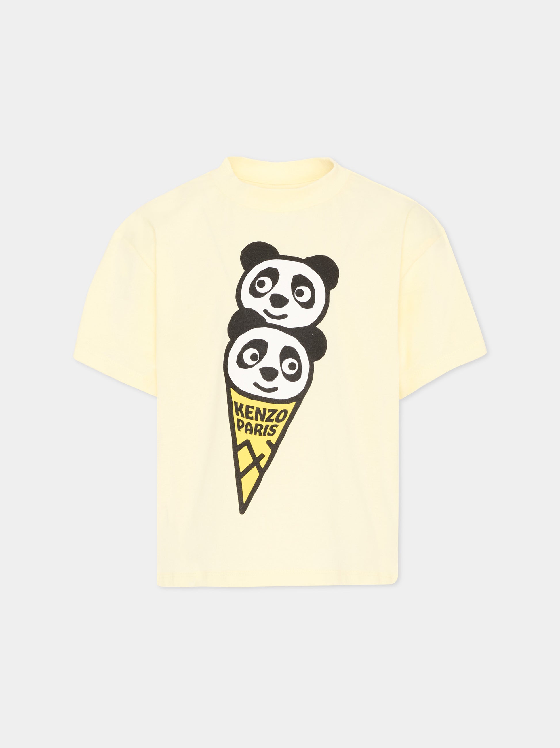 T-Shirt gialla per bambini con panda,Kenzo Kids,K61677 504