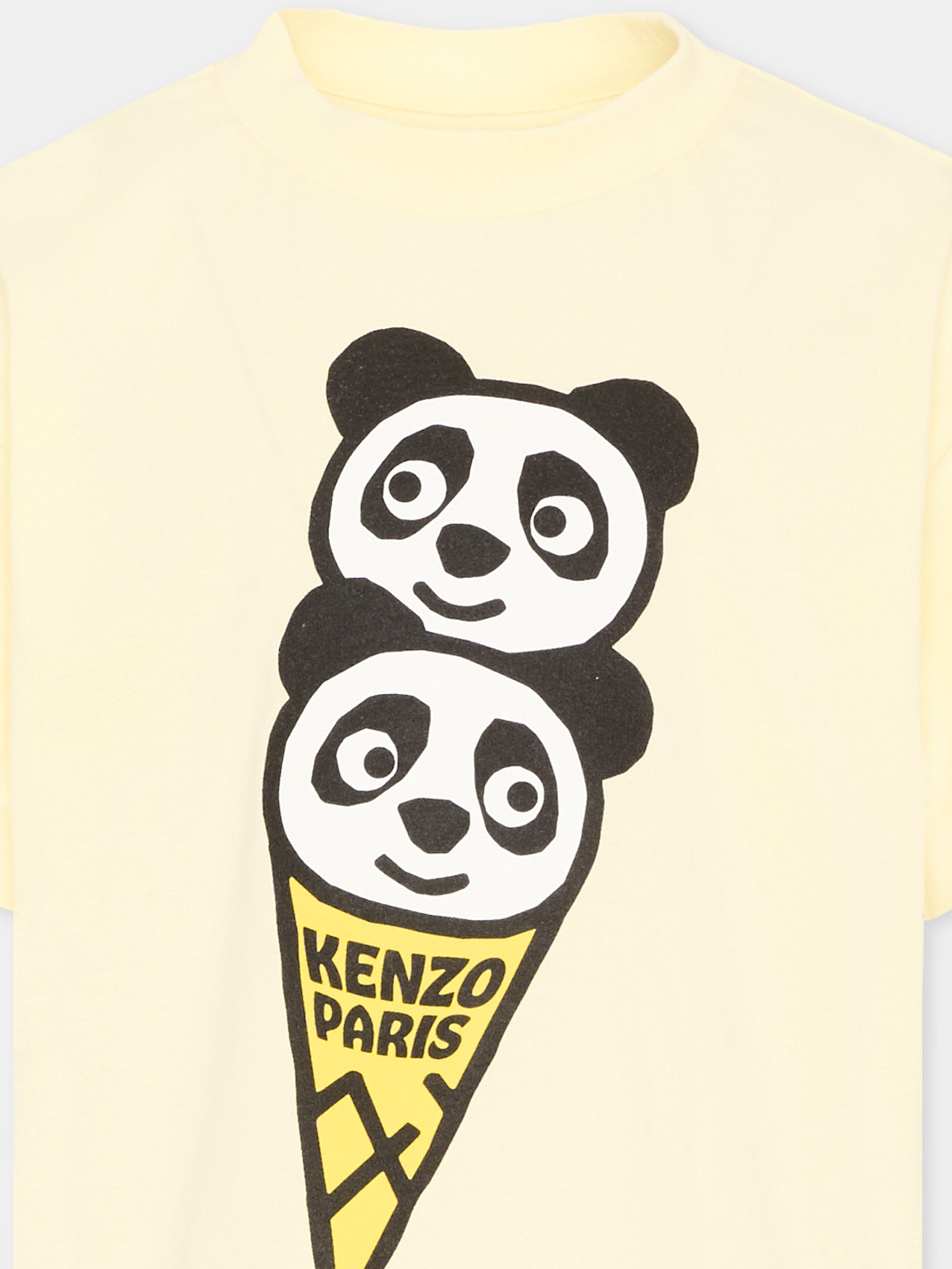 T-Shirt gialla per bambini con panda,Kenzo Kids,K61677 504