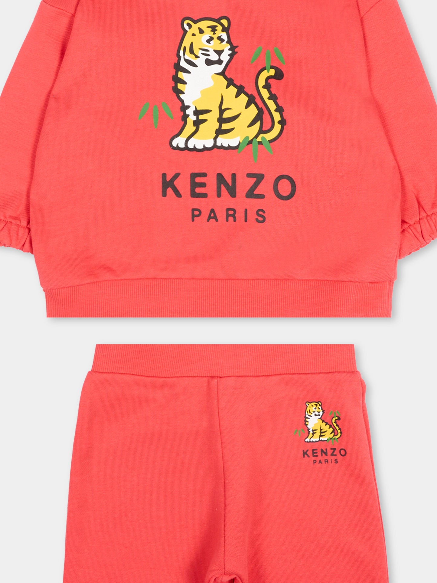 Completo sportivo rosso per neonati con logo Tiger,Kenzo Kids,K61726 976