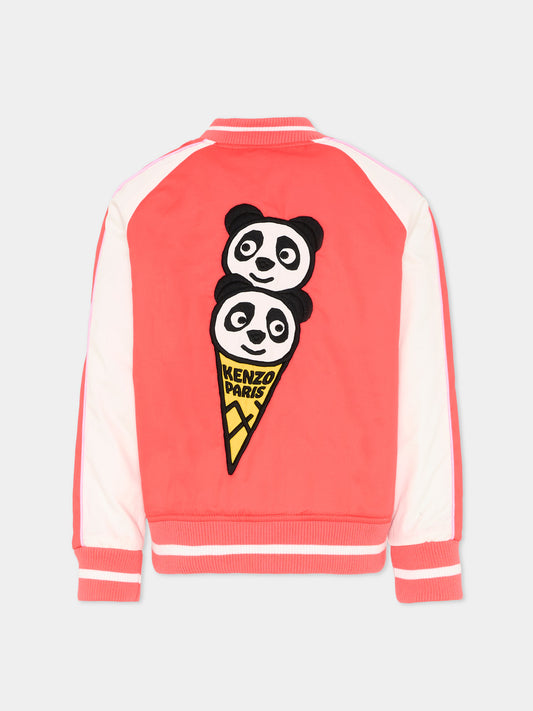 Bomber rosso per bambina con panda,Kenzo Kids,K61784 976