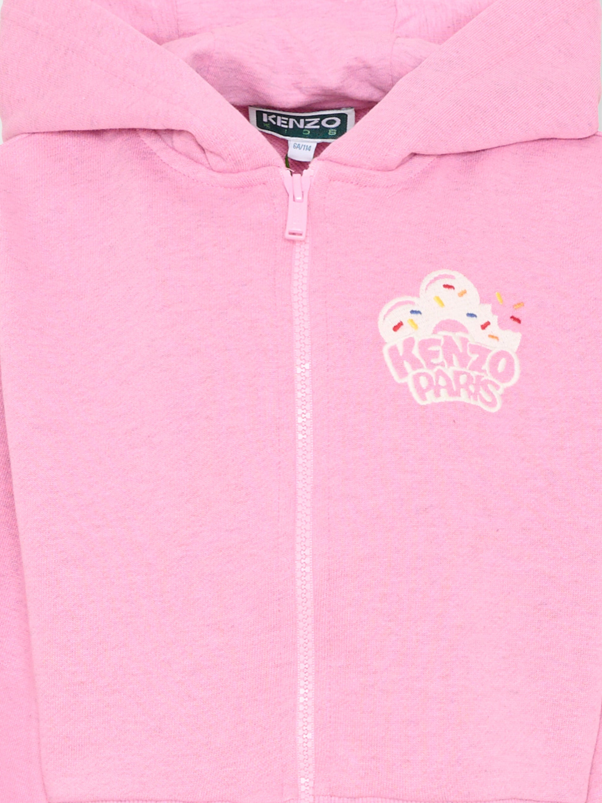 Felpa rosa melange per bambina con logo,Kenzo Kids,K61788 47F