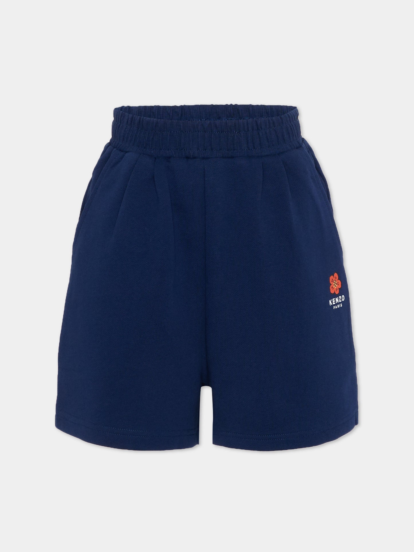 Shorts sportivi blu per bambina con fiore Boke,Kenzo Kids,K61797 84N