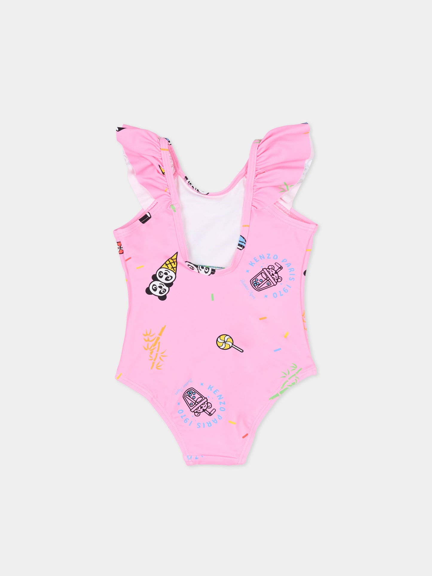 Costume intero rosa per neonata con stampa gelato,Kenzo Kids,K61814 47F