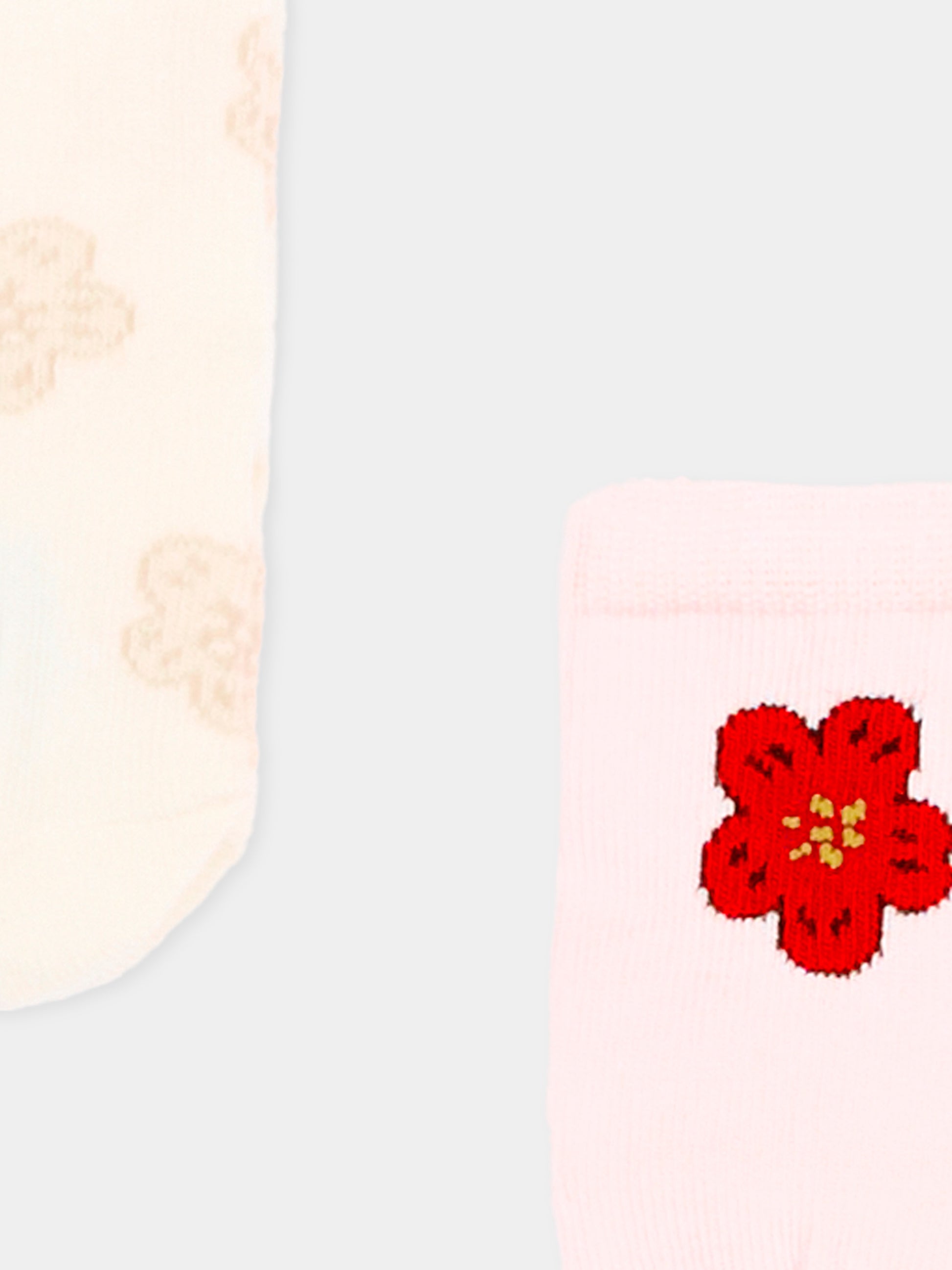 Set calzini rosa per neonata con fiori,Kenzo Kids,K61824 43B