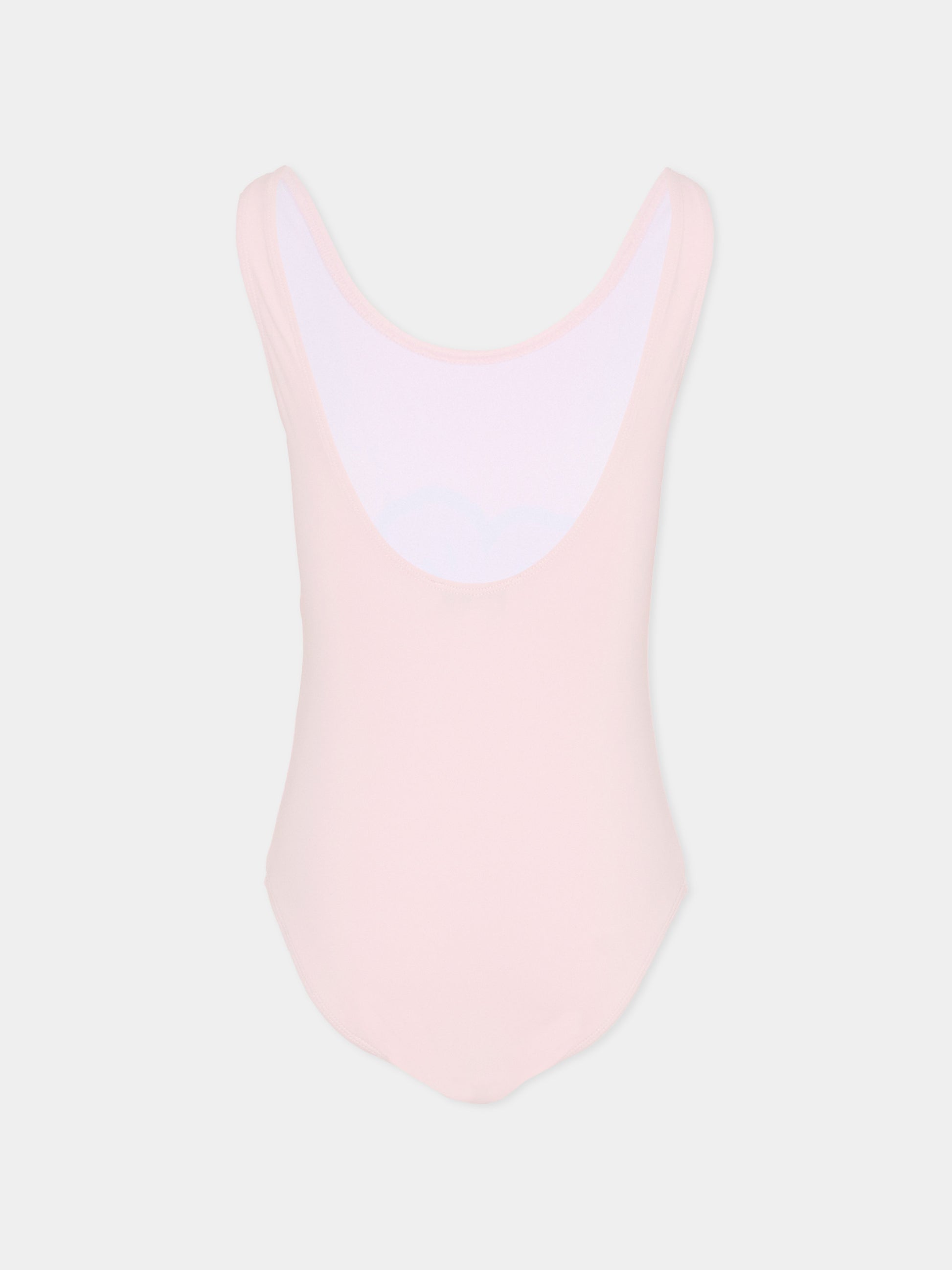 Costume intero rosa per bambina con papavero,Kenzo Kids,K61864 45B