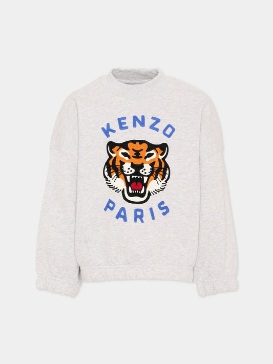 Felpa grigia per bambini con logo Tiger,Kenzo Kids,K61877 A16
