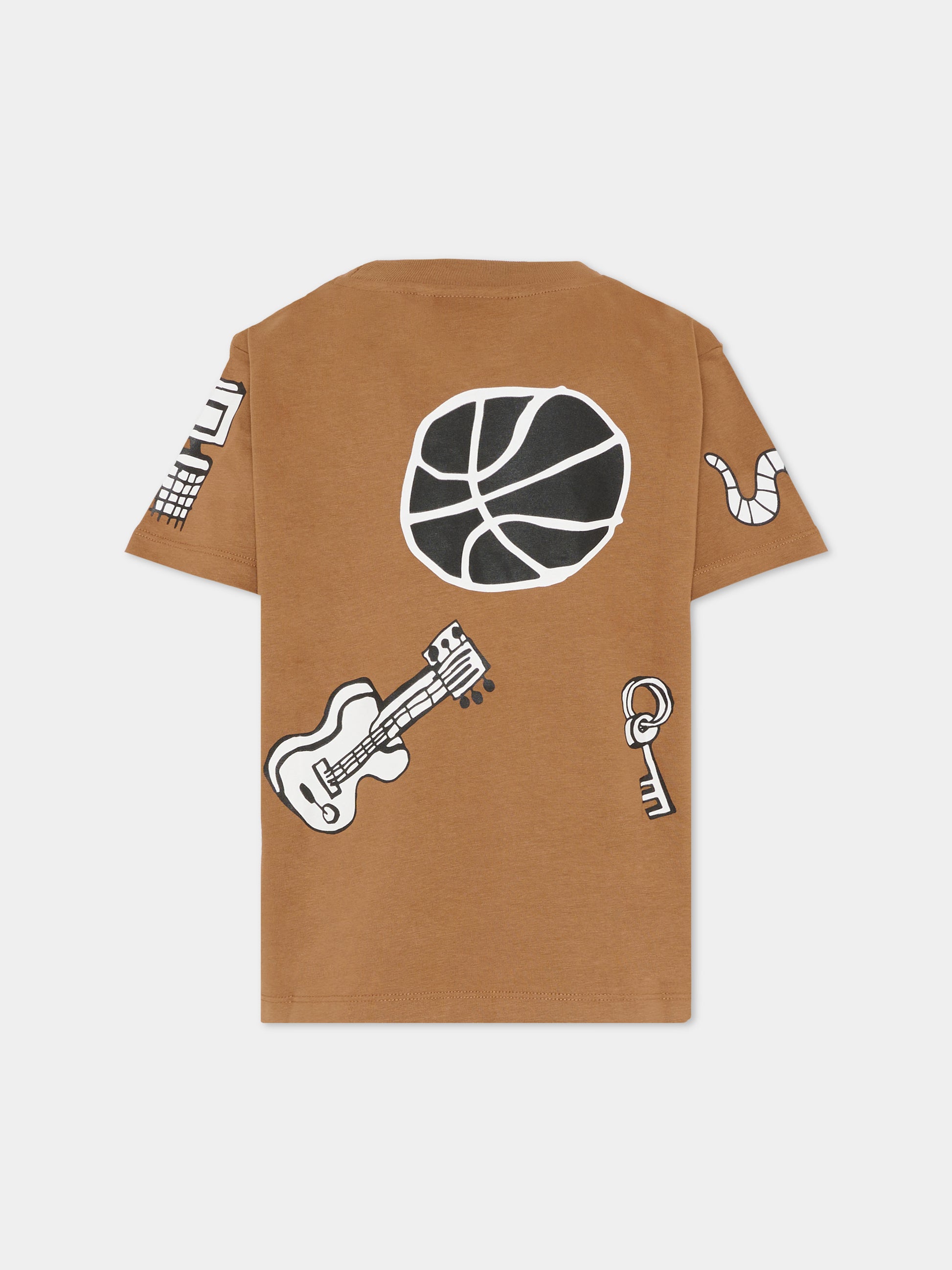 T-shirt Rodney marrone per bambino con stampa mela,Molo,1S26A212 5635