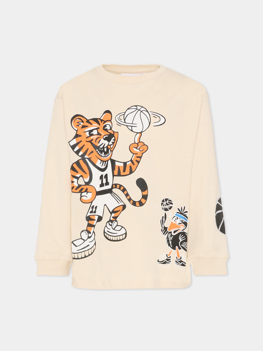 T-shirt Rube beige per bambino con mascotte del basket,Molo,1S26A409 9887