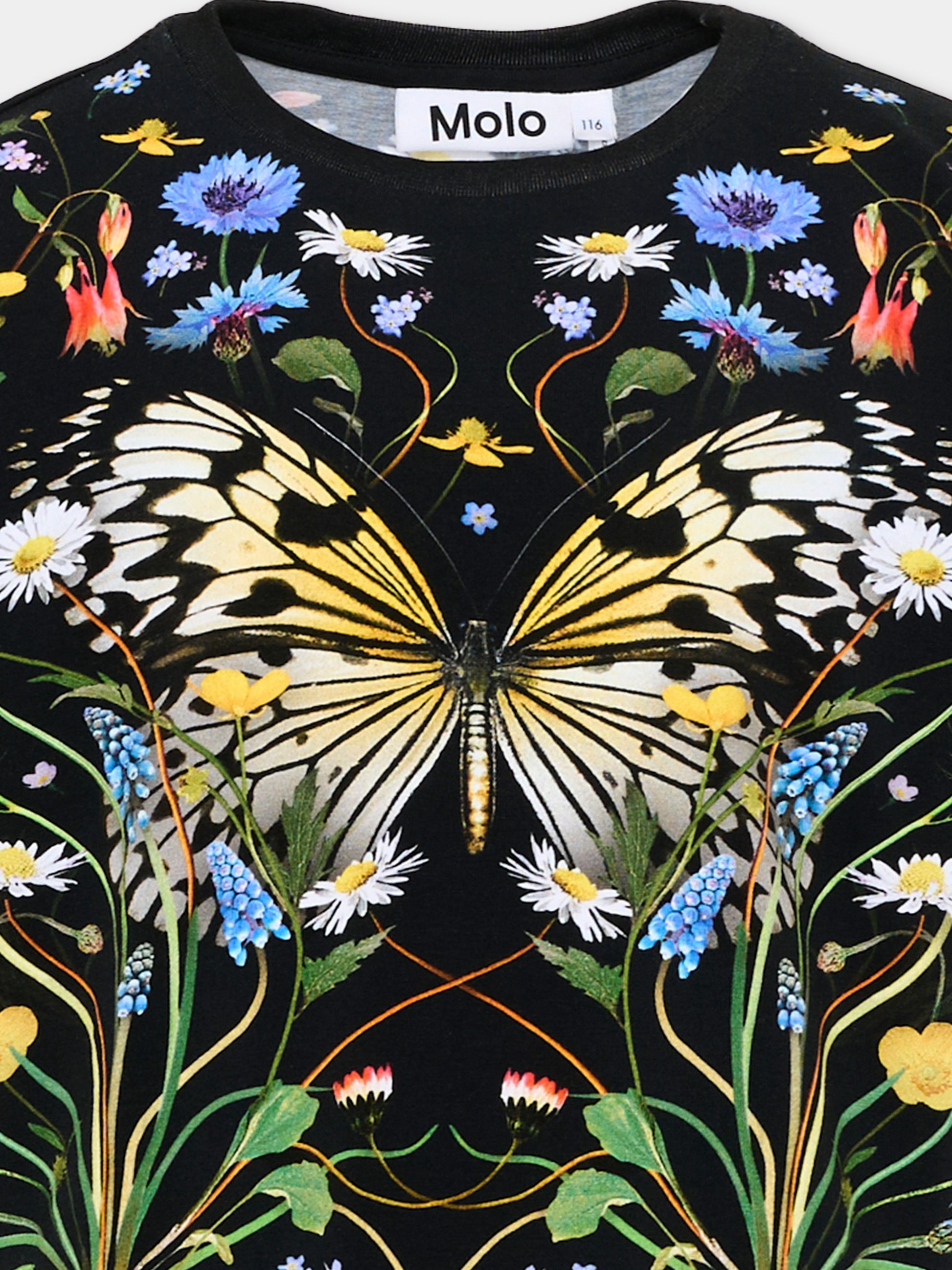 T-Shirt nera Raeesa per bambina con stampa floreale,Molo,2S26A209 5231