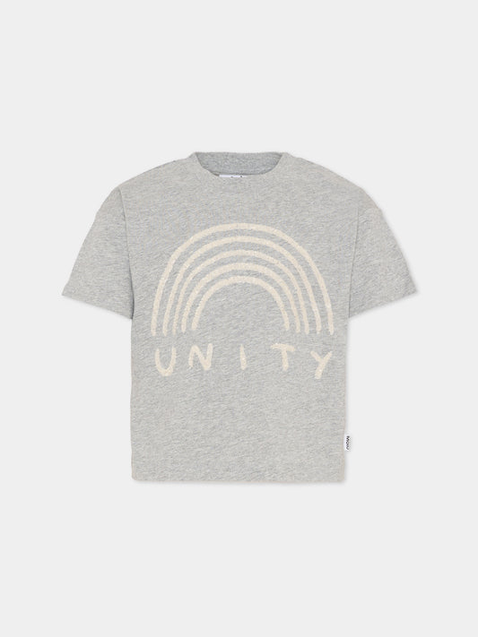 T-shirt Reinette crop grigia per bambina con arcobaleno,Molo,2S26A210 1046