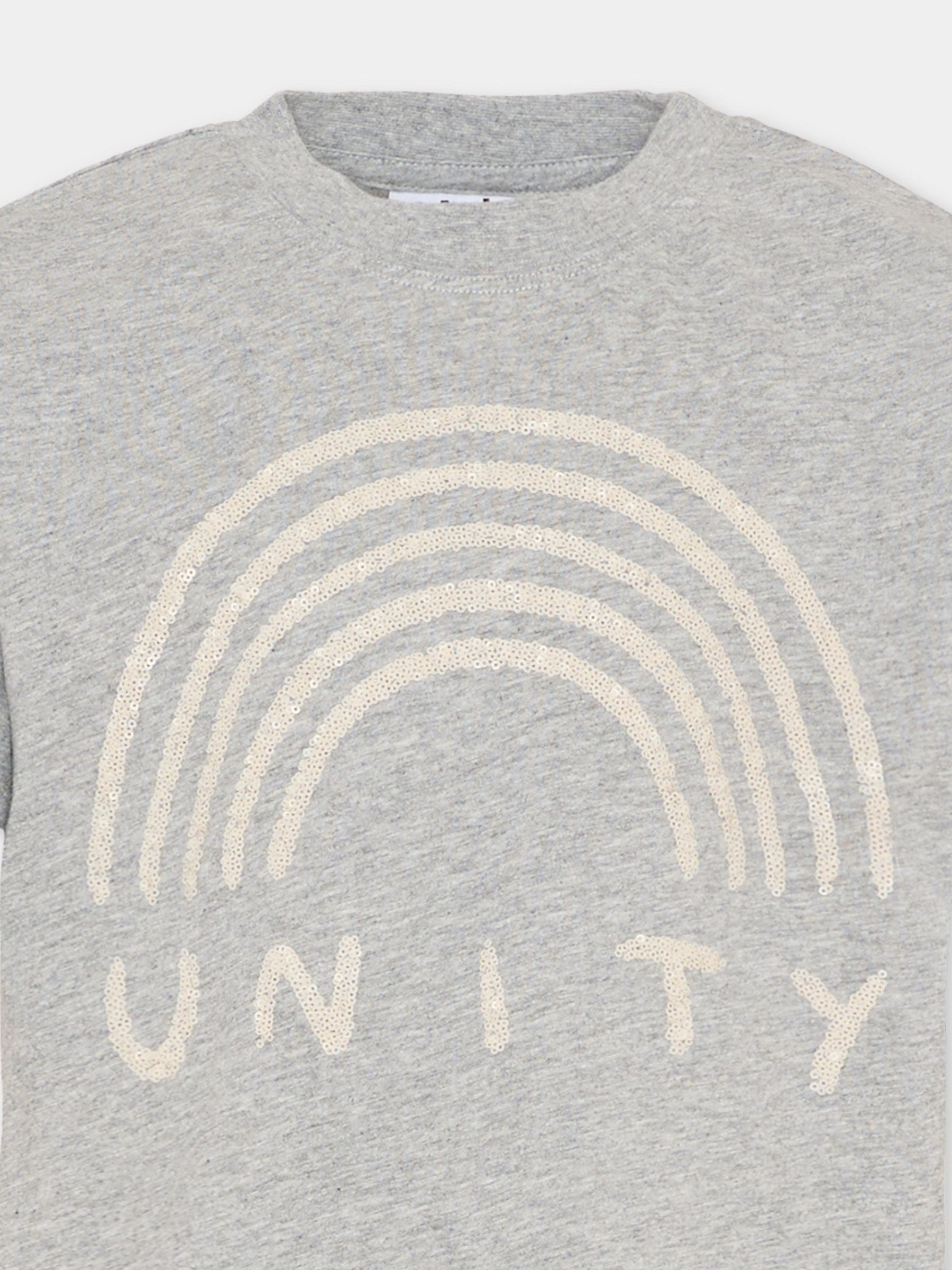 T-shirt Reinette crop grigia per bambina con arcobaleno,Molo,2S26A210 1046