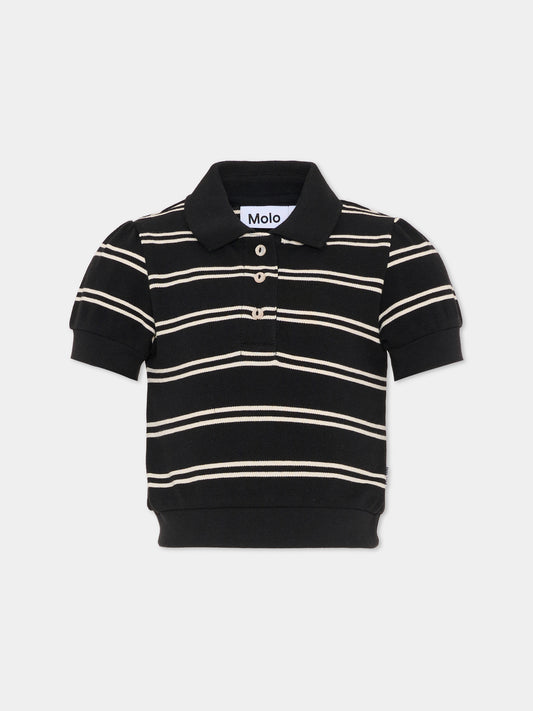 Polo crop Raki nera per bambina,Molo,2S26A221 9495