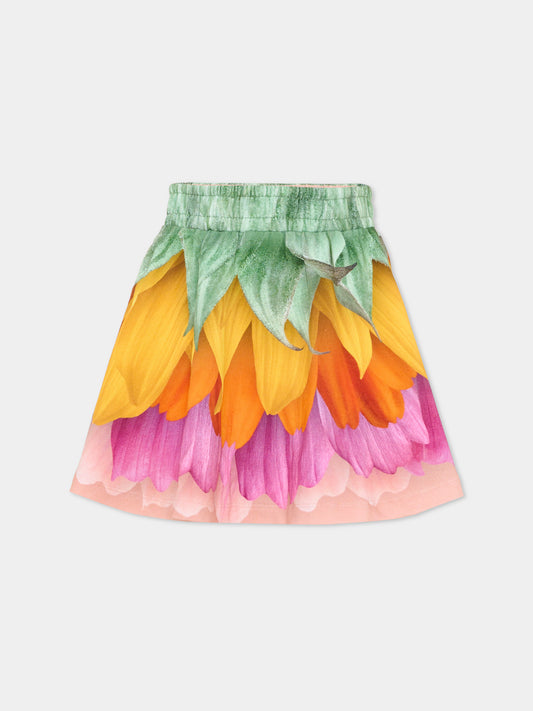 Gonna Barbera multicolor per bambina con petali,Molo,2S26D107 9823