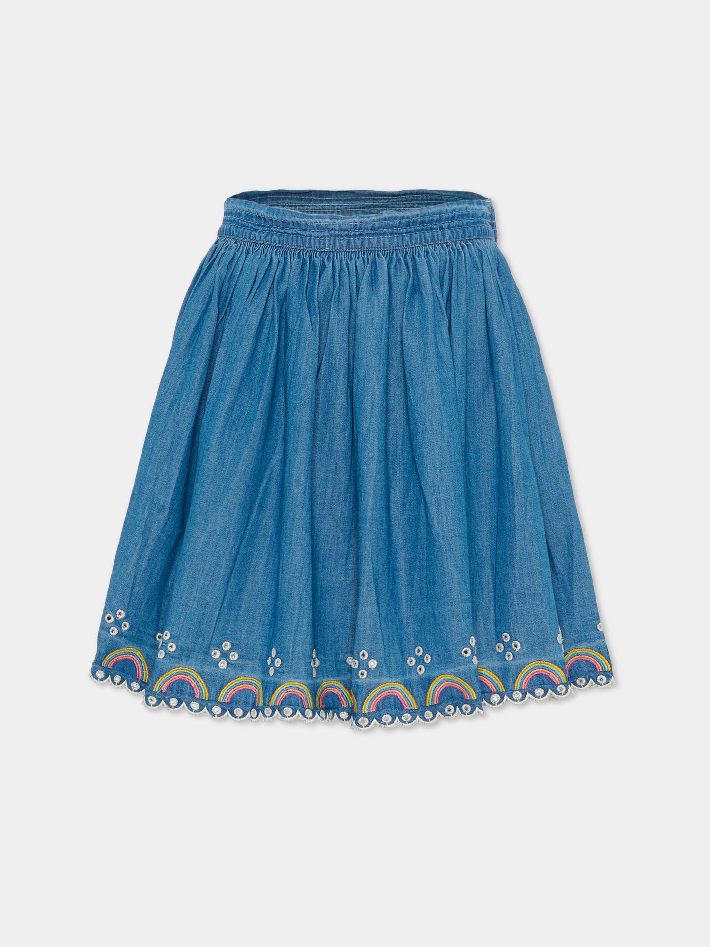 Gonna Bernie denim per bambina con arcobaleno ricamato,Molo,2S26D111 9844