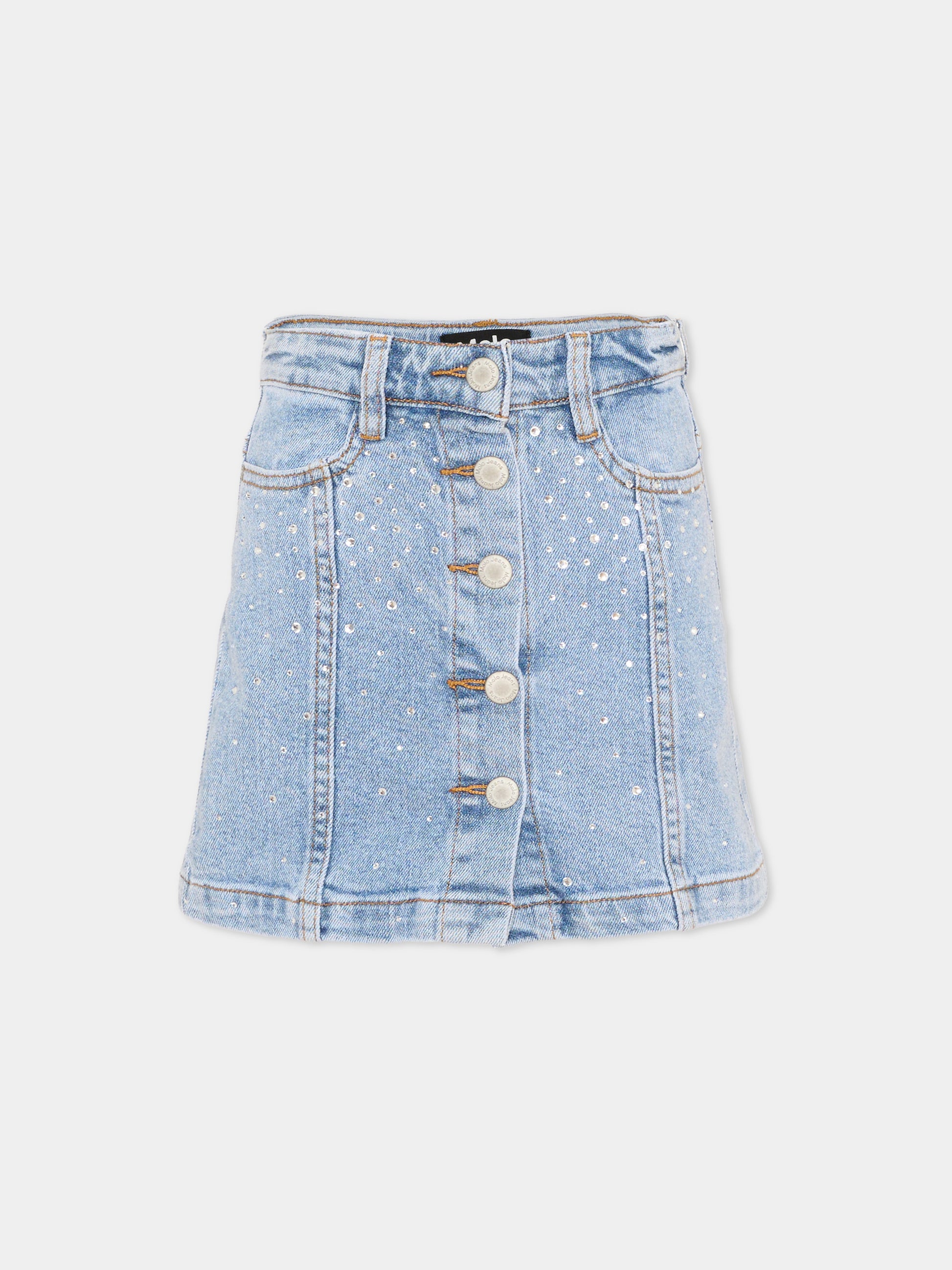Gonna denim Bera per bambina con strass,Molo,2S26D120 9770
