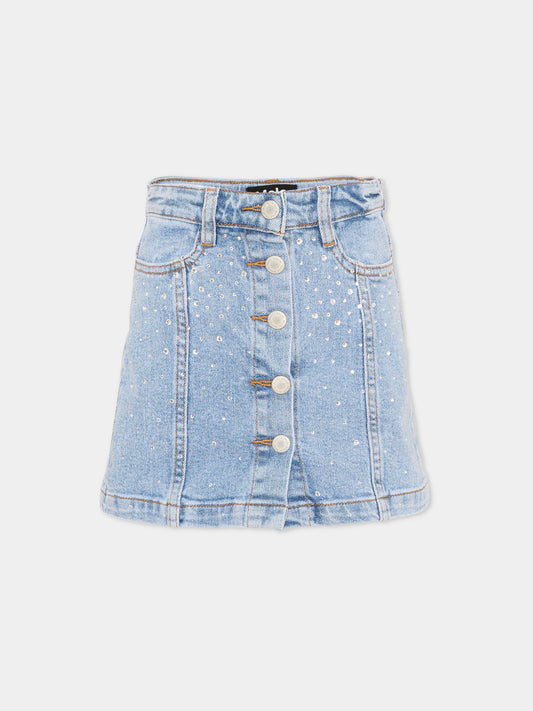 Gonna denim Bera per bambina con strass,Molo,2S26D120 9770