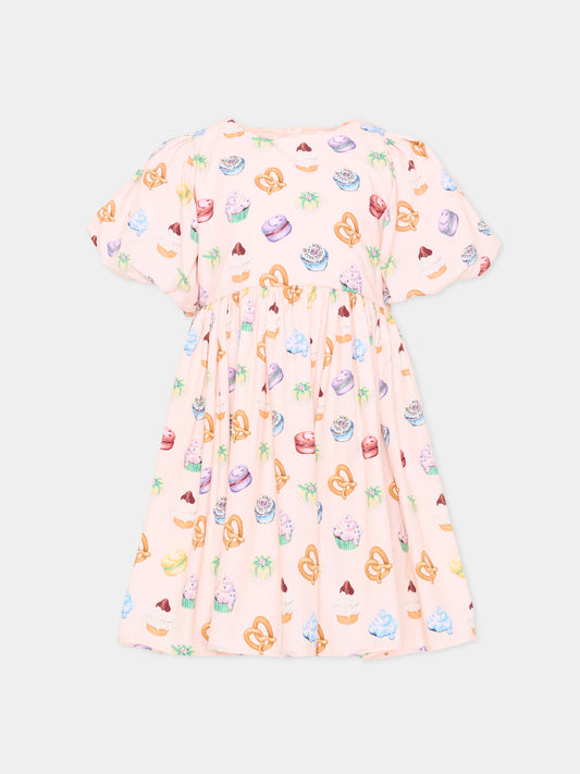 Vestito rosa Chica per bambina con stampa dolci,Molo,2S26E129 9542