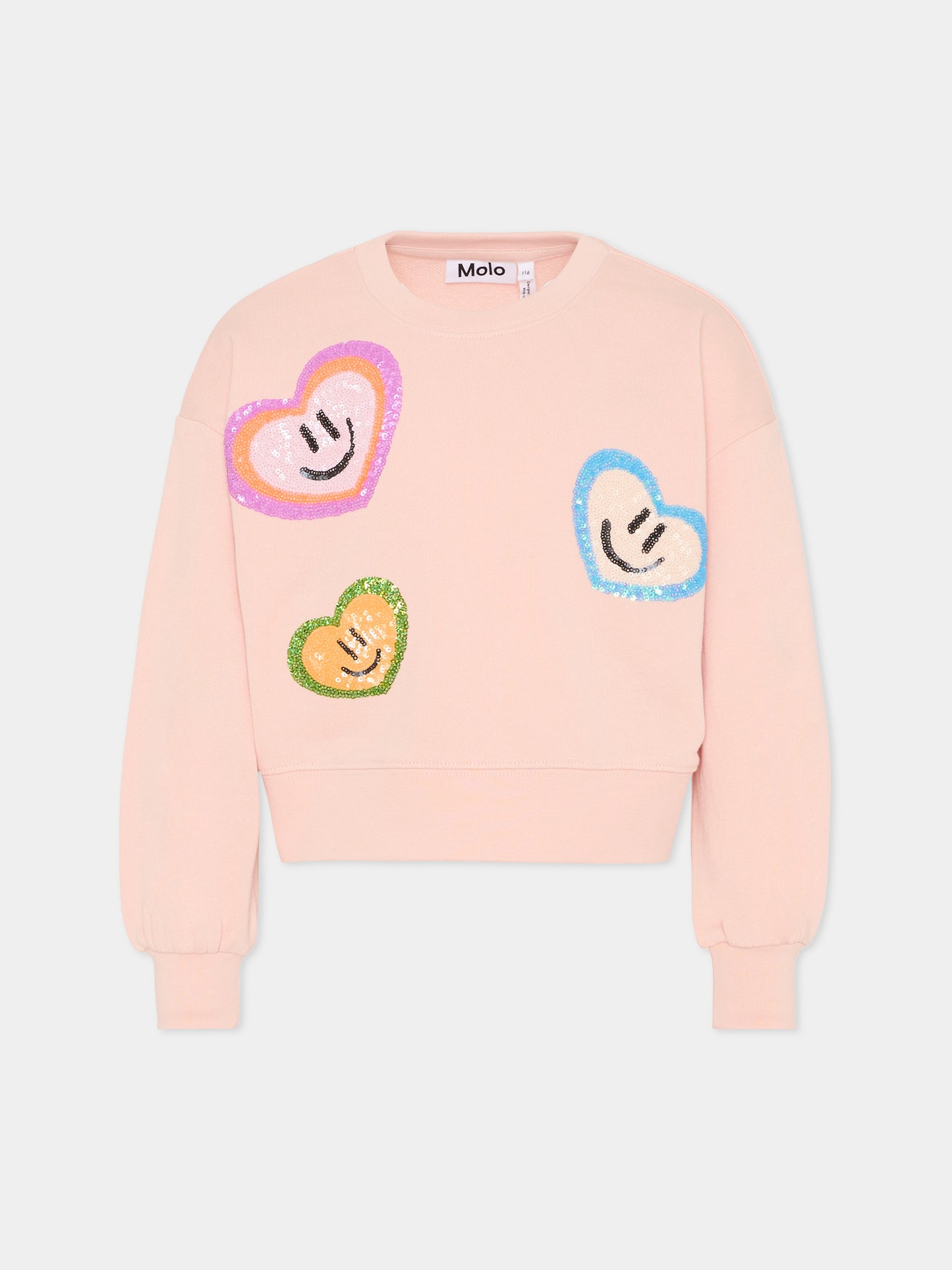 Felpa Miki rosa per bambina con cuori,Molo,2S26J206 8058