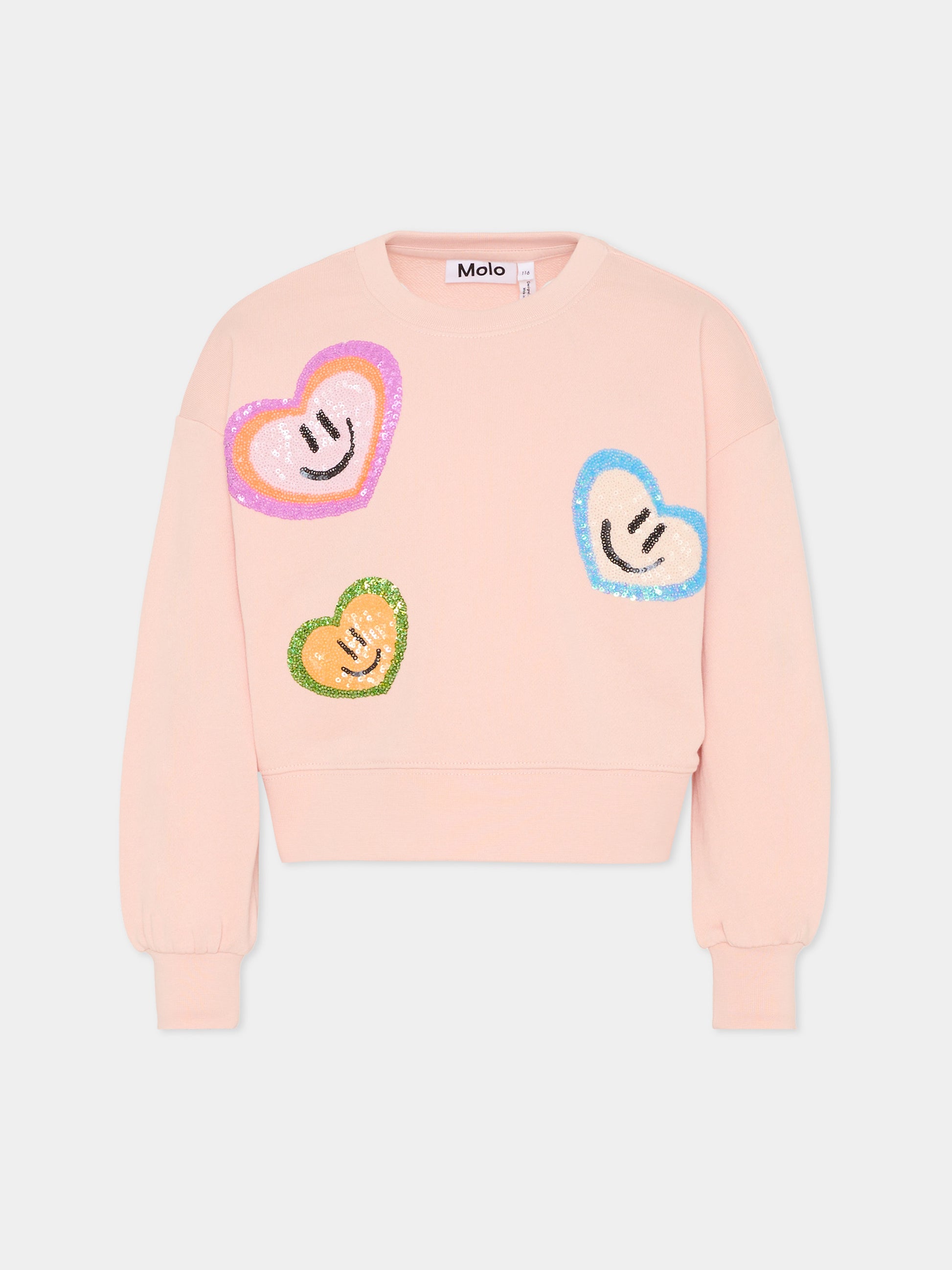 Felpa Miki rosa per bambina con cuori,Molo,2S26J206 8058