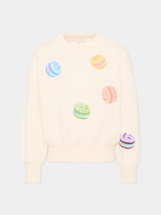 Felpa avorio Marge per bambina con macarons,Molo,2S26J210 9871