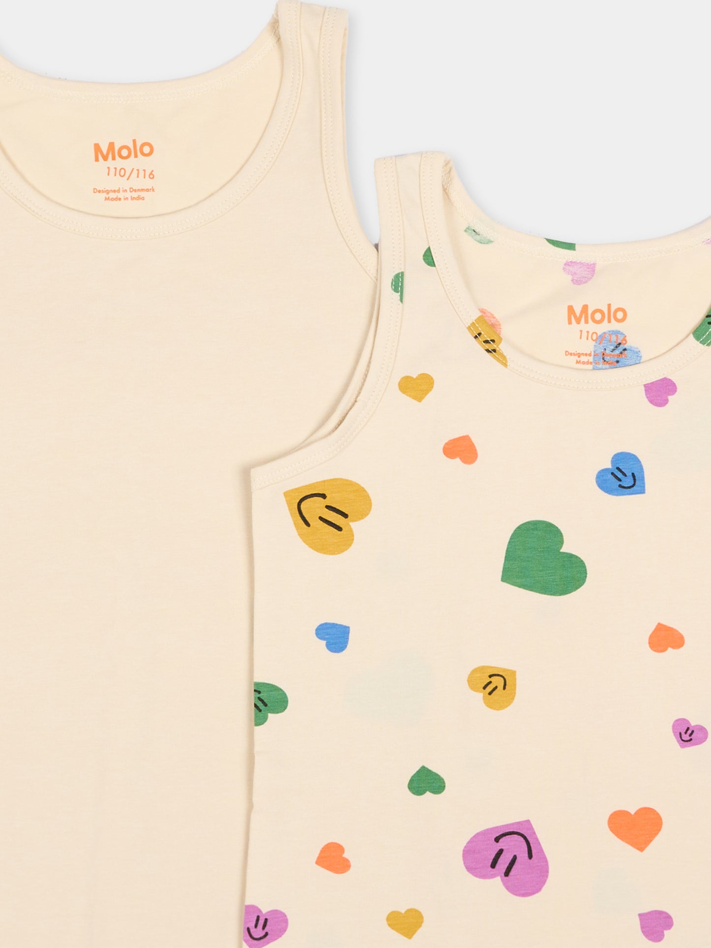 Set canottiere Jeanie beige per bambina con cuori,Molo,2S26Q801 9499