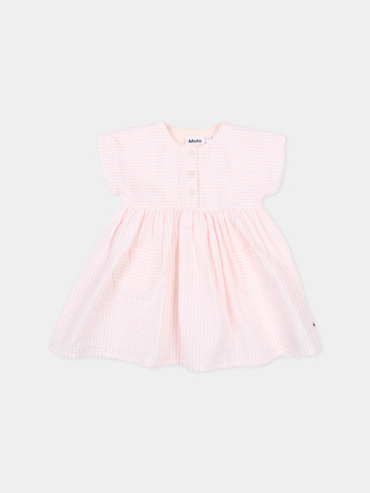 Vestito rosa Carlotta per neonata a righe,Molo,4S26E106 9573