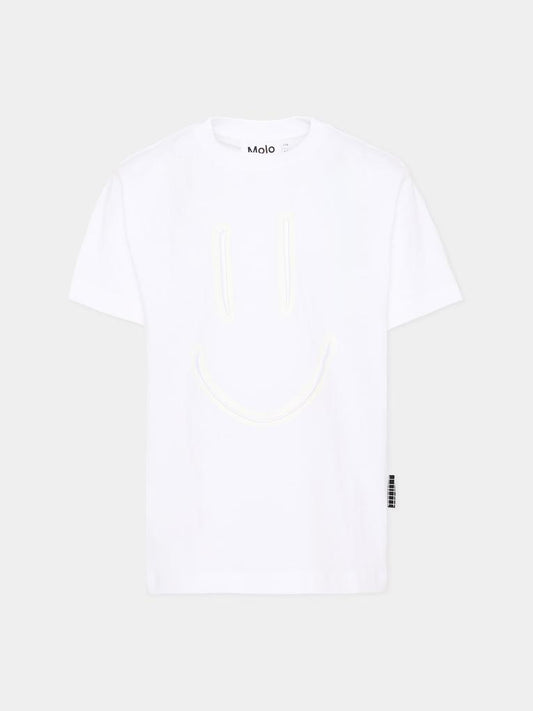 T-shirt bianca Riley per bambini con smile,Molo,6S26A202 9837