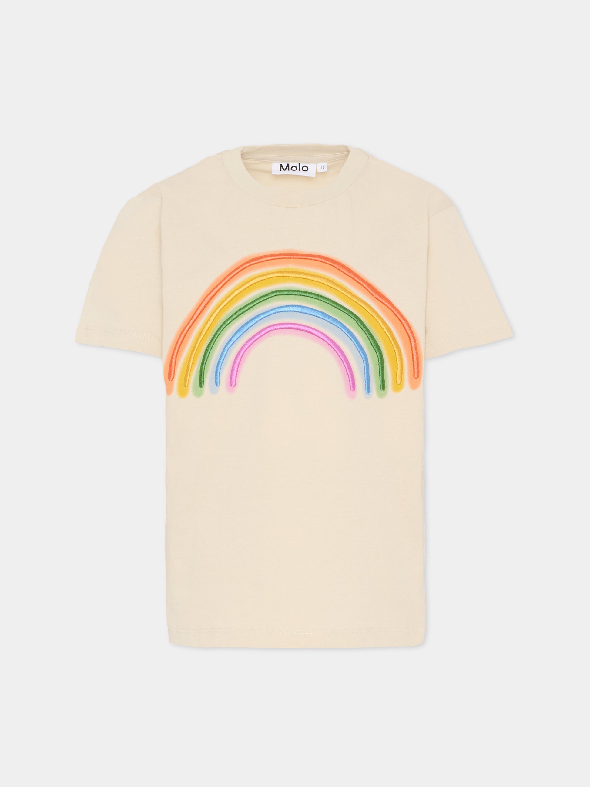 T-shirt Riley beige per bambini con arcobaleno,Molo,6S26A207 9821