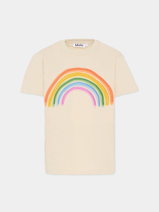 T-shirt Riley beige per bambini con arcobaleno,Molo,6S26A207 9821