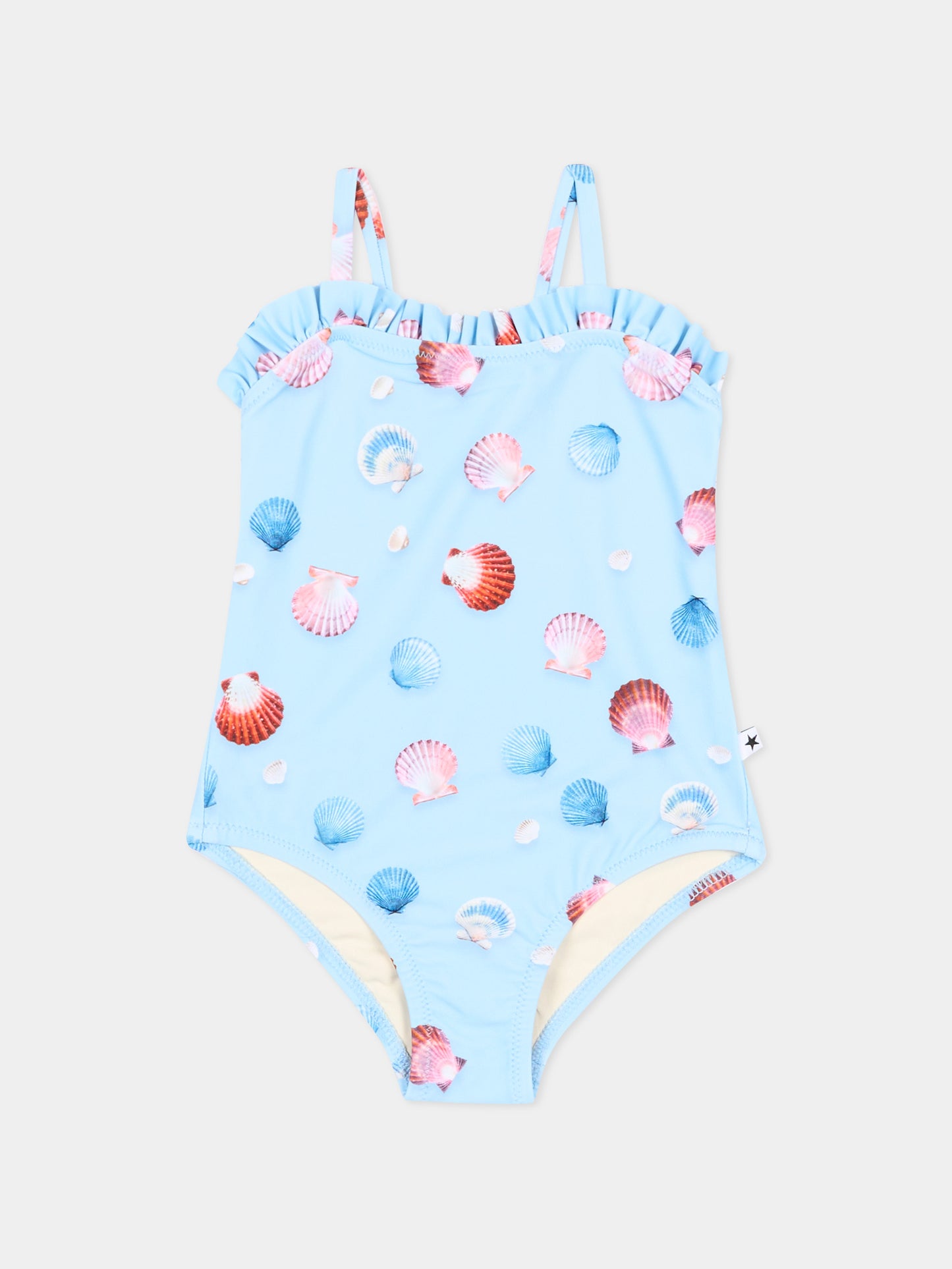 Costume celeste Nakia per neonata con conchiglie,Molo,8S26P501 9528