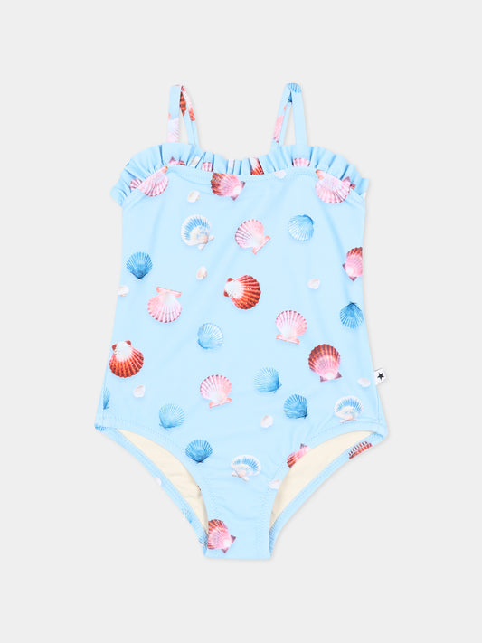 Costume celeste Nakia per neonata con conchiglie,Molo,8S26P501 9528