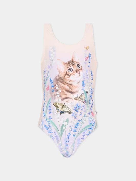 Costume intero Nika multicolor per bambina con gatto,Molo,8S26P509 5201