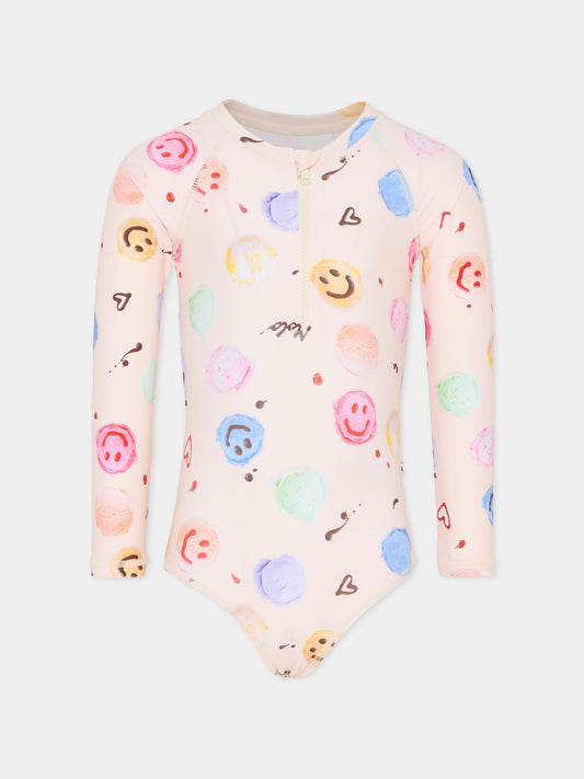 Costume intero Anti UV Necky  beige per bambina con smile,Molo,8S26P516 9502