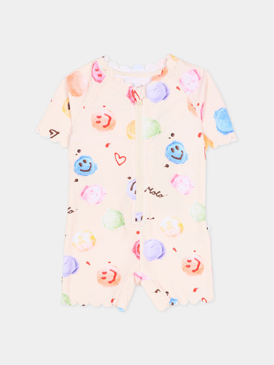 Costume da bagno Nolu Anti UV beige per neonata con smile,Molo,8S26P527 9502