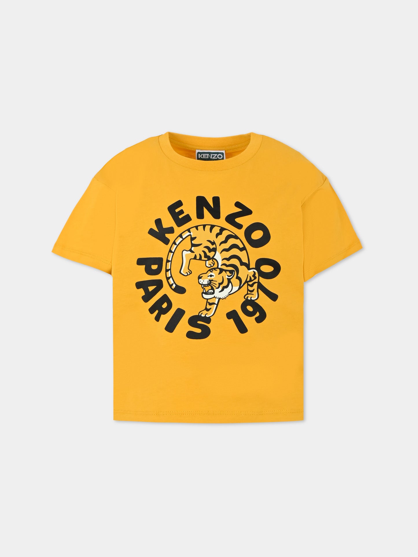T-shirt gialla per bambini con tigre,Kenzo Kids,K60916 586