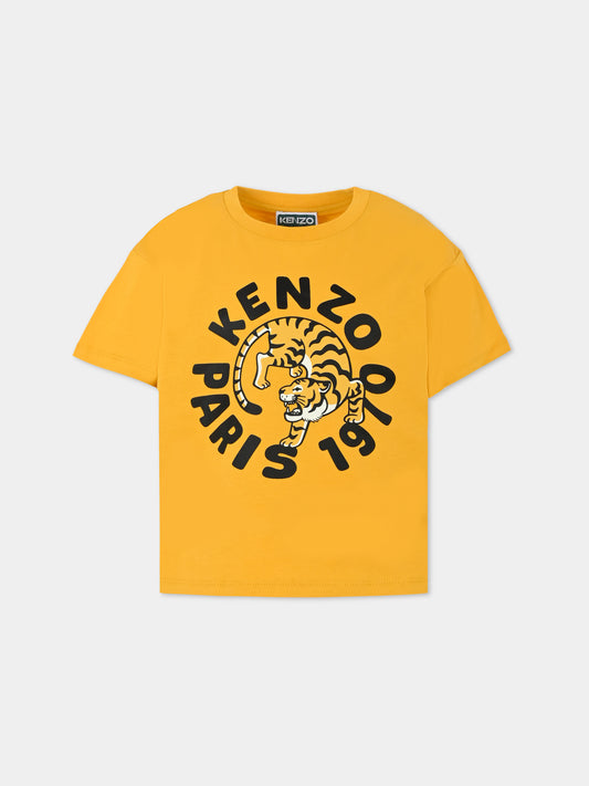 T-shirt gialla per bambini con tigre,Kenzo Kids,K60916 586