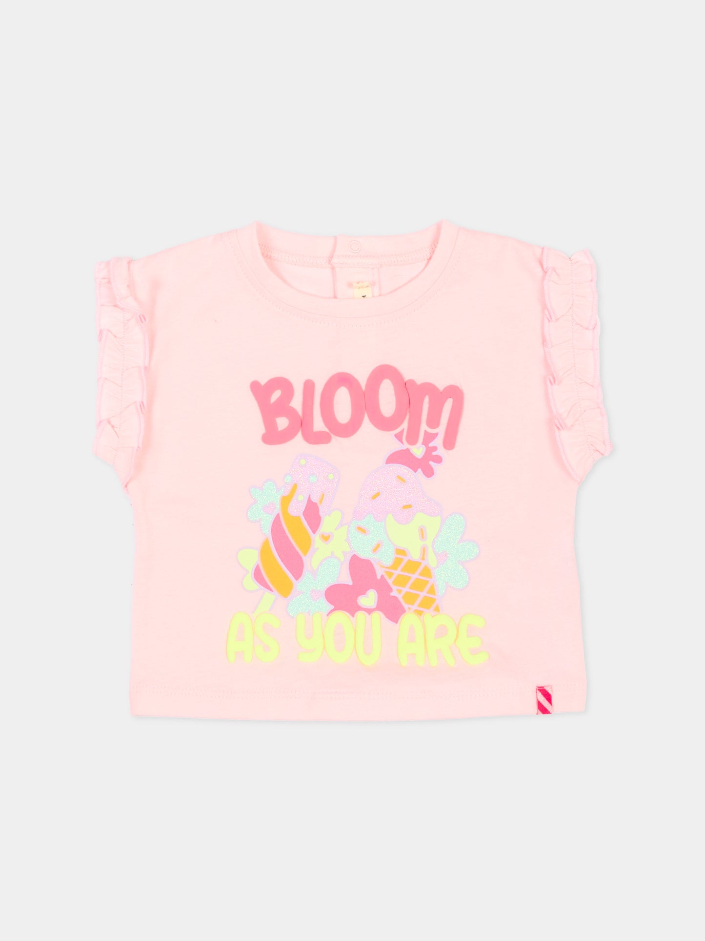 T-Shirt rosa per neonata con stampa glitter,Billieblush,U21776 44L