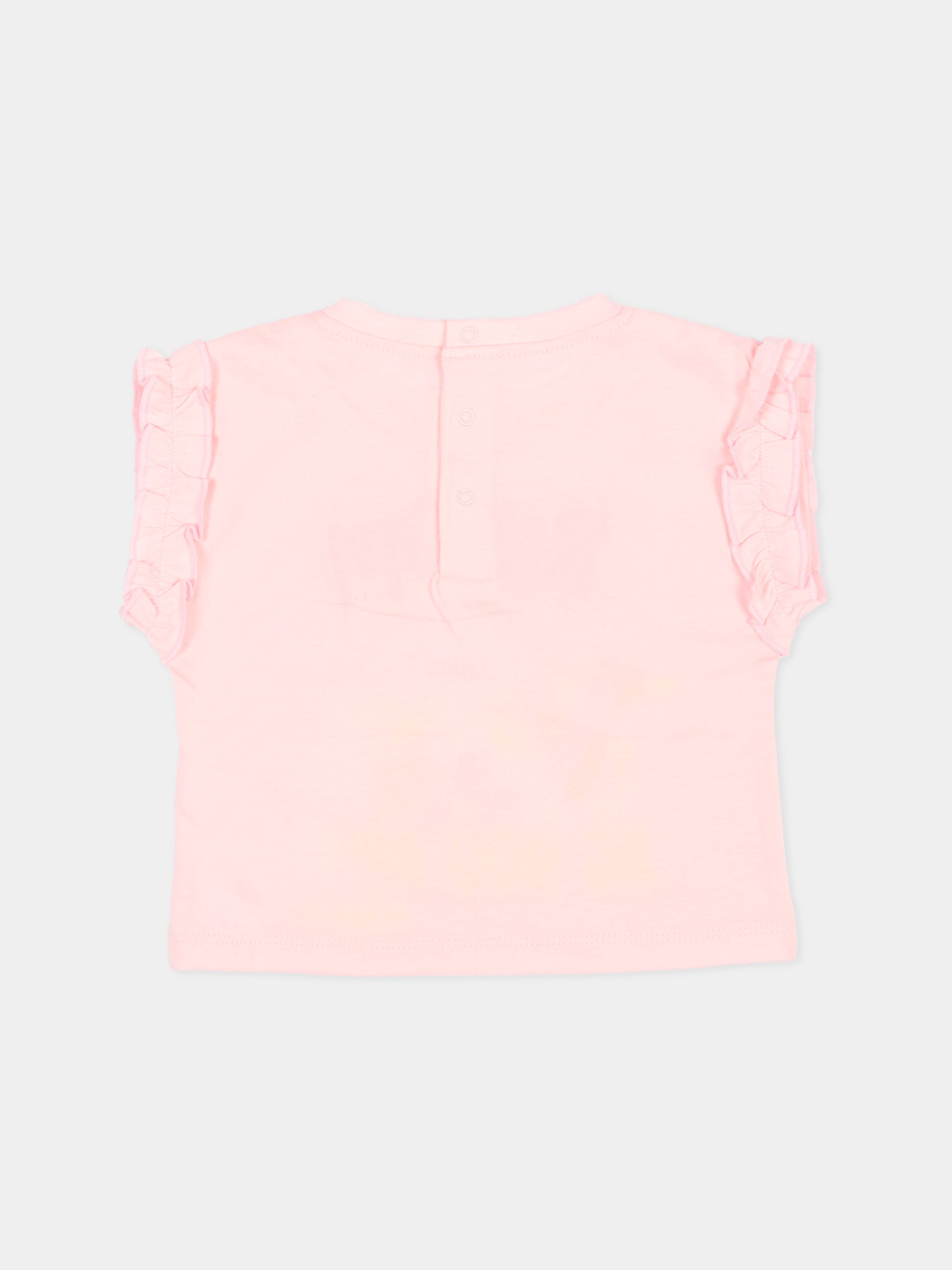 T-Shirt rosa per neonata con stampa glitter,Billieblush,U21776 44L