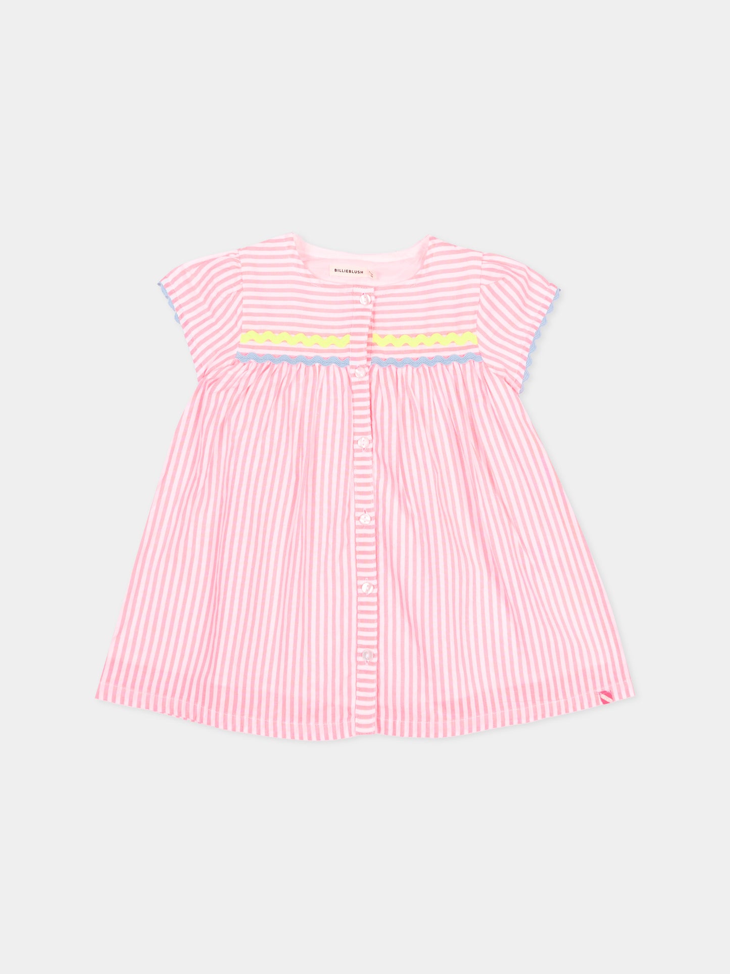 Vestito rosa a righe per neonata,Billieblush,U21810 S21