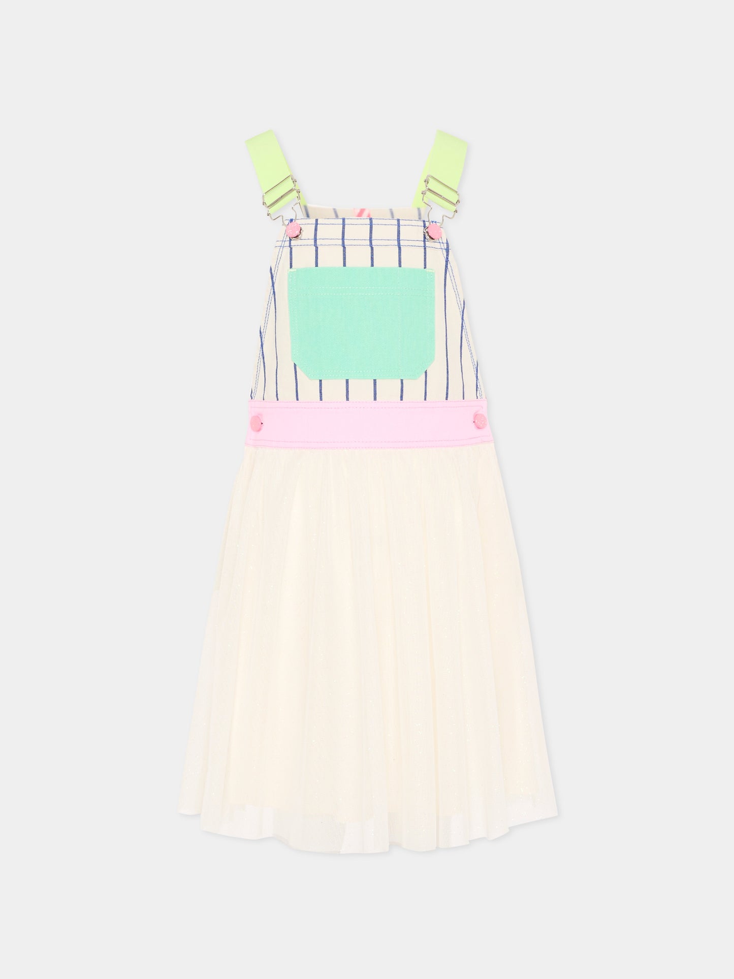 Salopette multicolor per bambina con gonna in tulle,Billieblush,U21818 N48