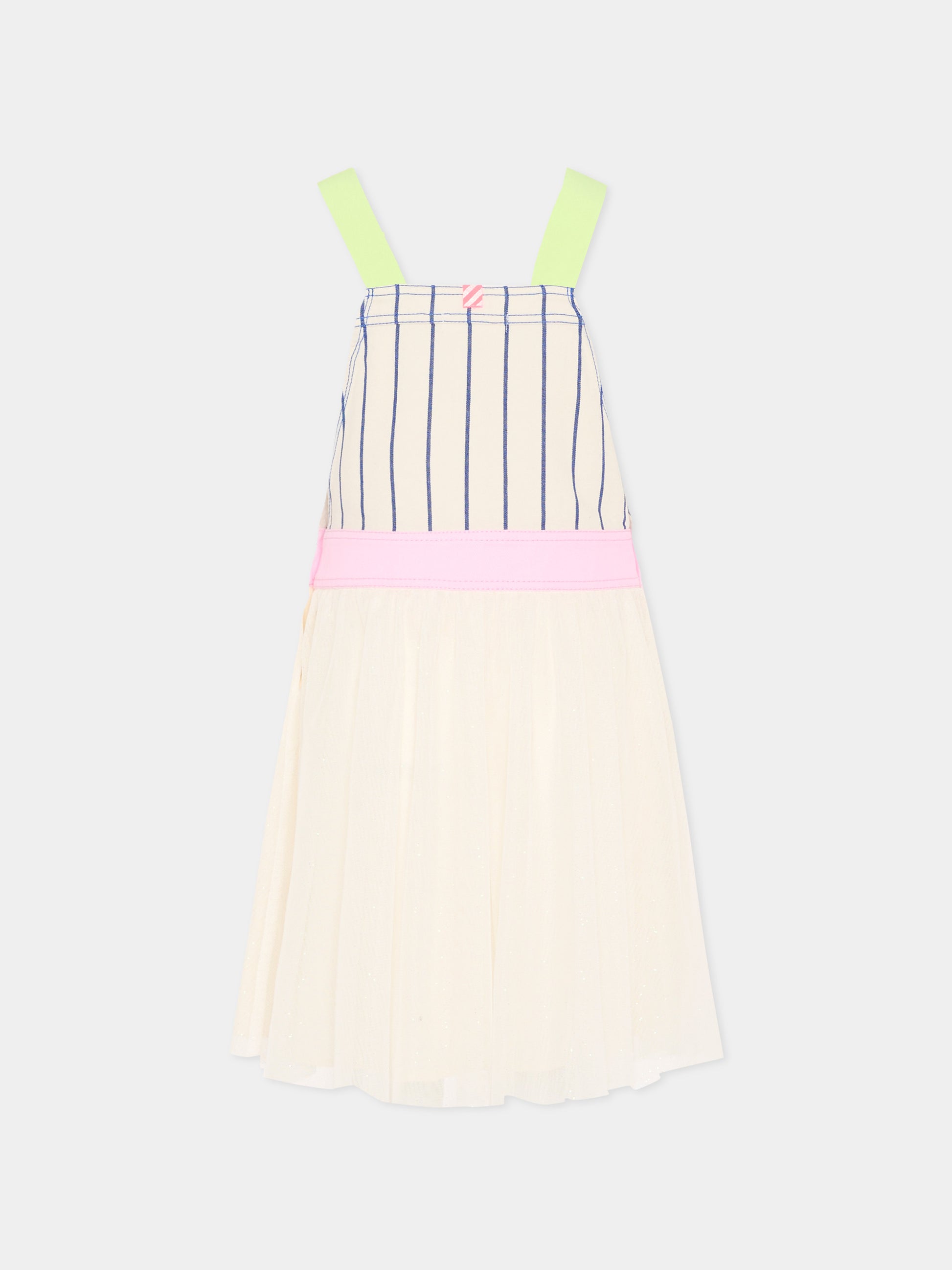 Salopette multicolor per bambina con gonna in tulle,Billieblush,U21818 N48