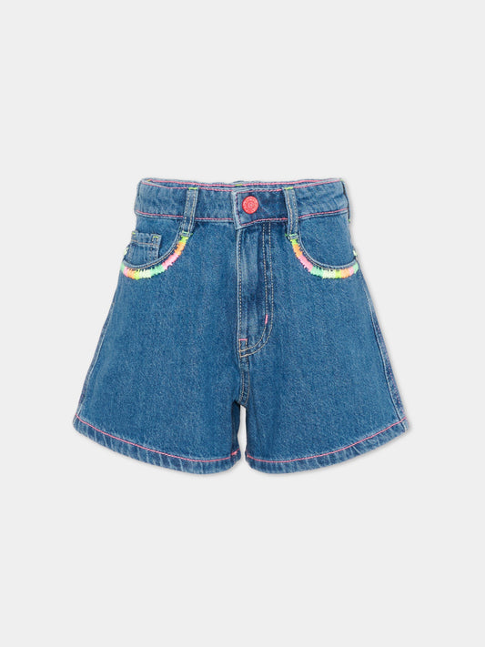 Shorts denim per bambina con arcobaleno,Billieblush,U21882 Z13