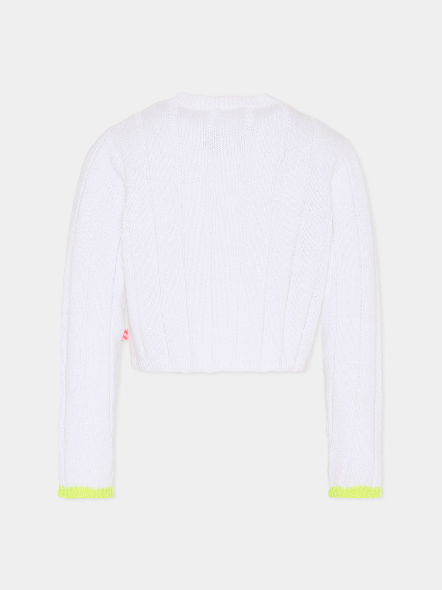 Cardigan bianco per bambina con ricami,Billieblush,U21912 10P